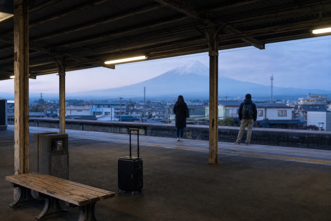 The Tokaido Shinkansen runs along the southern foot of the mountain